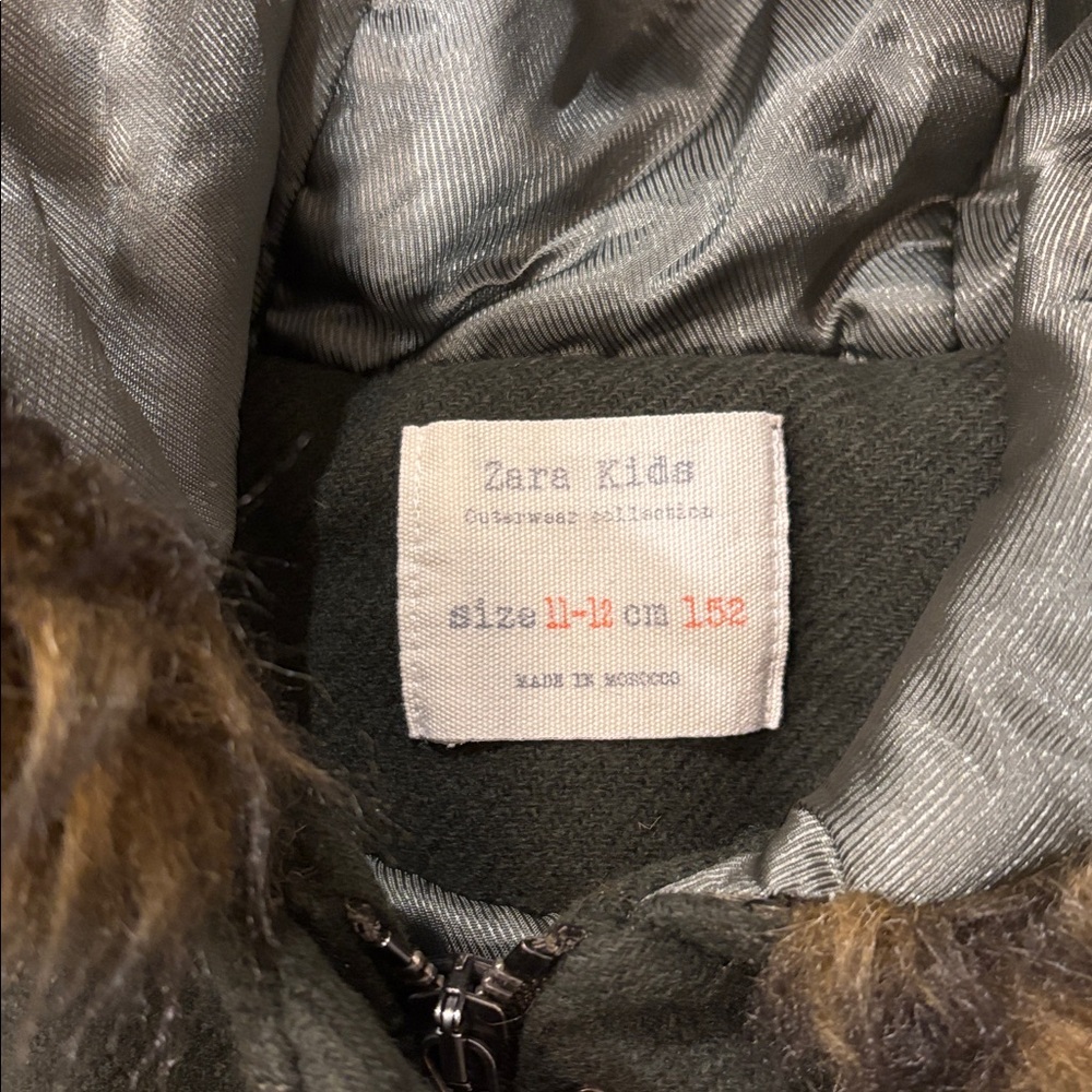 Zara Kids Wool Blend Faux Fur Hooded Coat - Picture 2 of 11